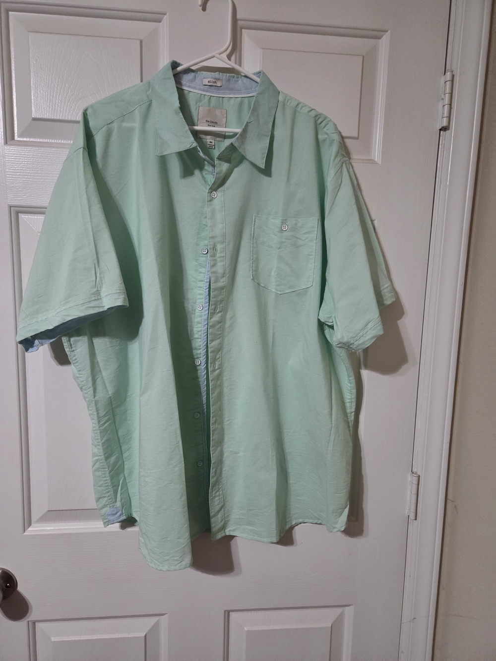 3X Light Green Short-Sleeve Button-Up Shirt